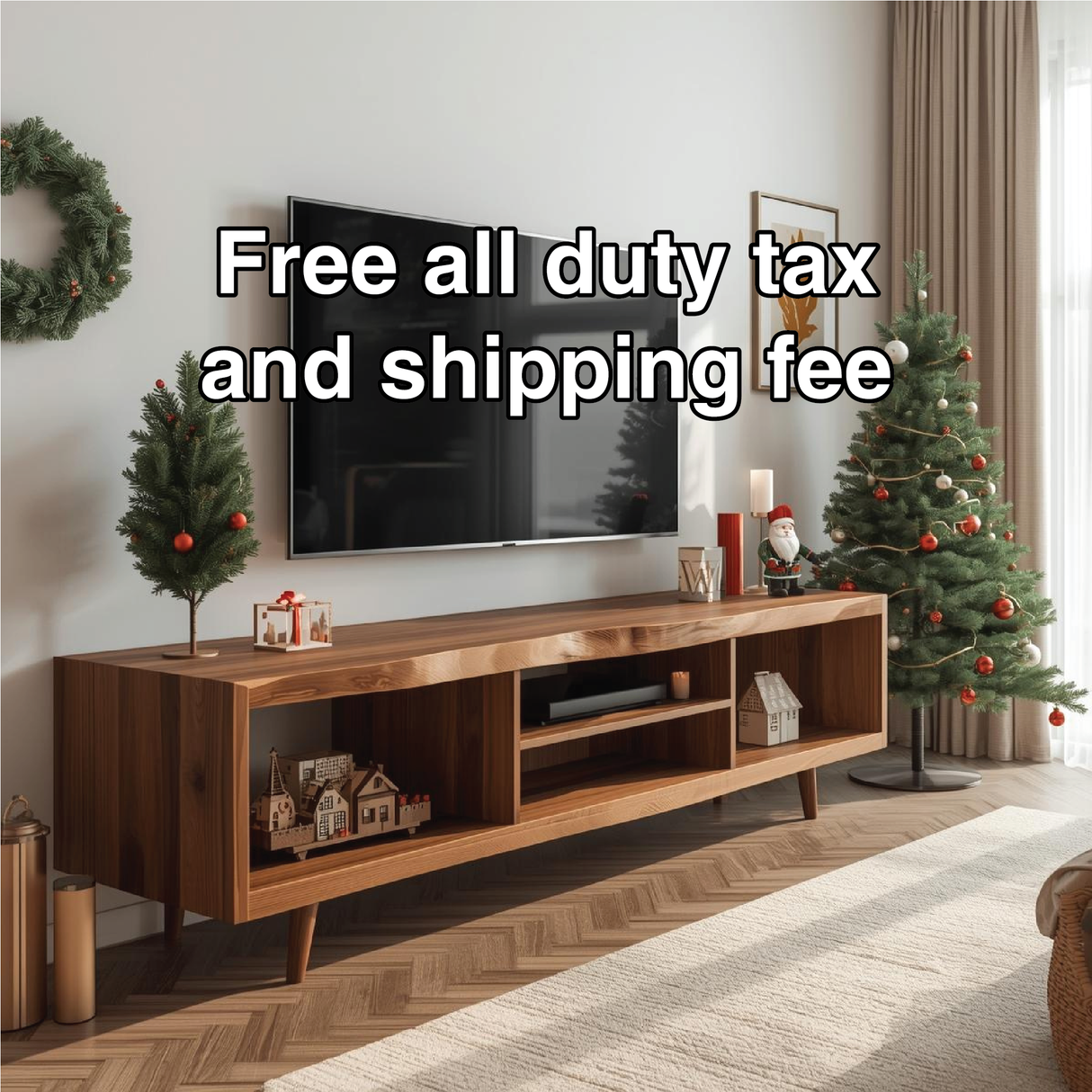 Handcrafted Solid Wood TV Stand with Mid-Century Design and Natural Finish for Modern Living Rooms