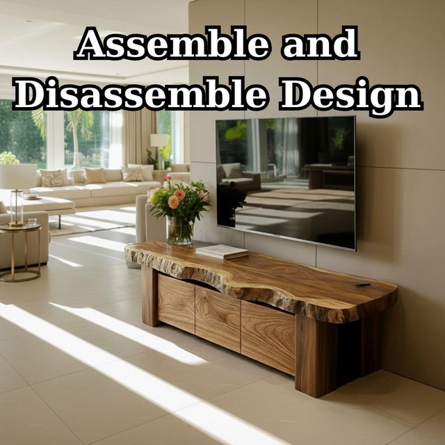 Handcrafted Solid Wood TV Stand, Rustic Live Edge Media Console with 3 Drawers