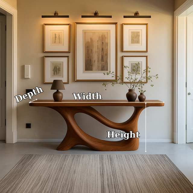 Handcrafted Solid Wood Console Table with Artistic Flow Base – Modern Entryway Furniture