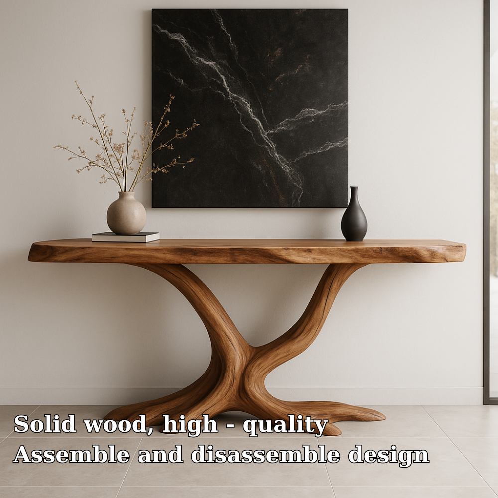 Handcrafted Solid Wood Console Table with Root Form Base – Modern Organic Design