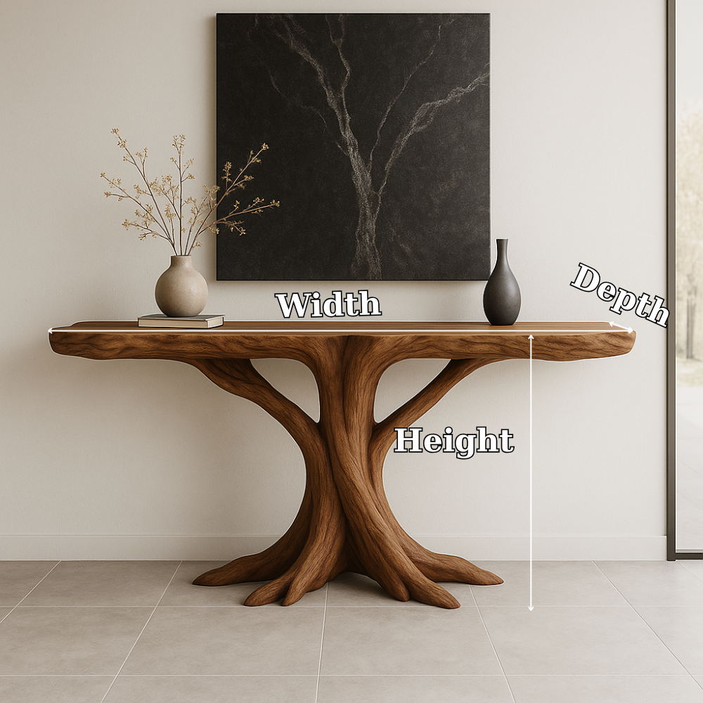 Handcrafted Solid Wood Console Table with Root-Inspired Design – Organic Modern Furniture