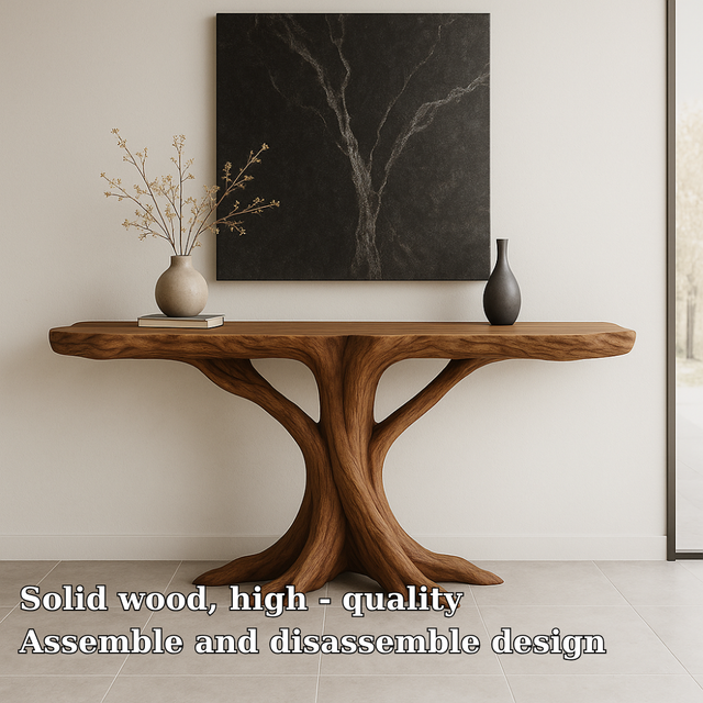 Handcrafted Solid Wood Console Table with Root-Inspired Design – Organic Modern Furniture