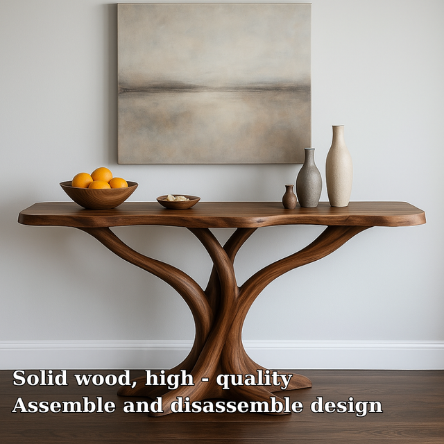 Handcrafted Solid Wood Console Table – Sculptural Twin Branch Design for Modern Interiors