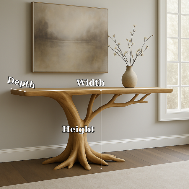 Handcrafted Solid Wood Console Table – Organic Tree Form Design for Modern Interiors