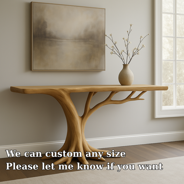 Handcrafted Solid Wood Console Table – Organic Tree-Inspired Design for Modern Homes