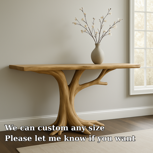 Handcrafted Solid Wood Console Table – Sculptural Tree-Inspired Design for Modern Spaces