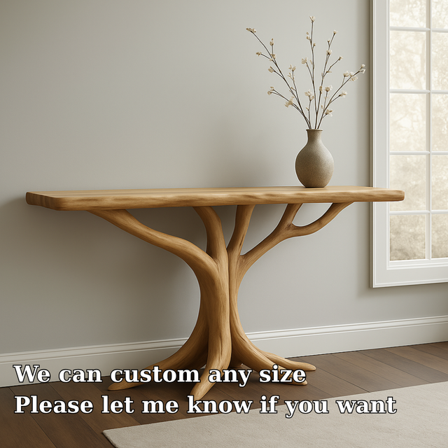 Handcrafted Solid Wood Console Table – Organic Tree Root Design for Modern Interiors