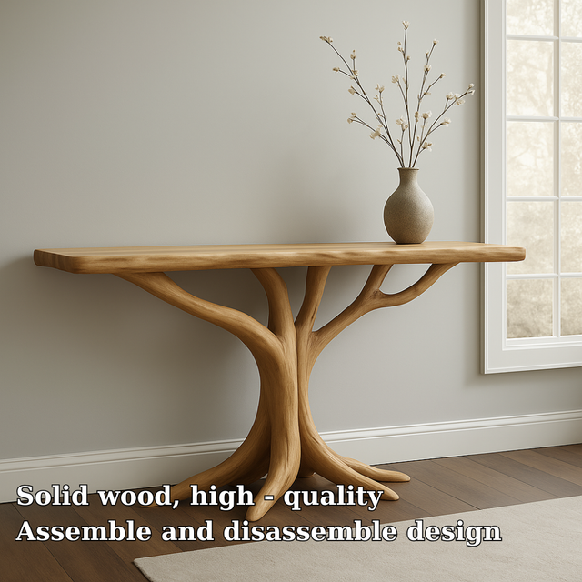 Handcrafted Solid Wood Console Table – Organic Tree Root Design for Modern Interiors