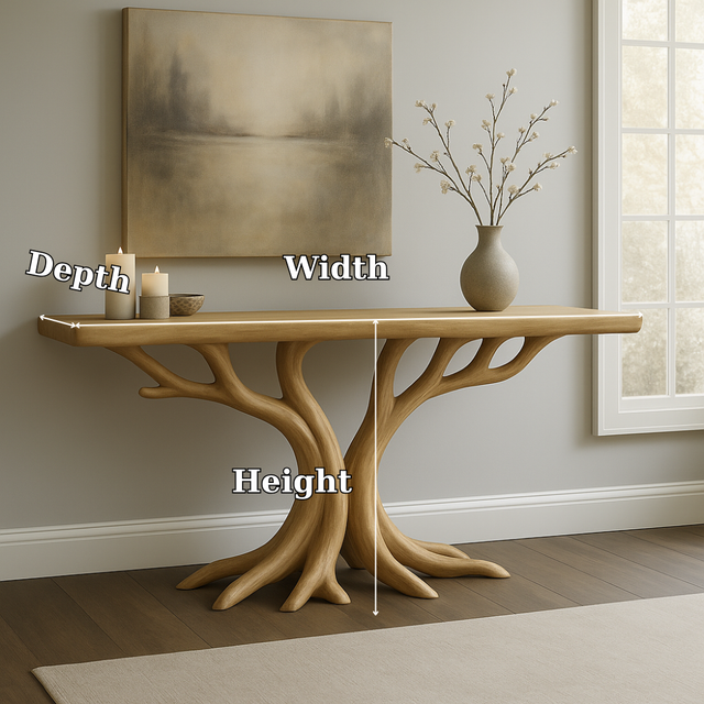 Handcrafted Solid Wood Console Table – Elegant Branch Design for Modern Home Décor