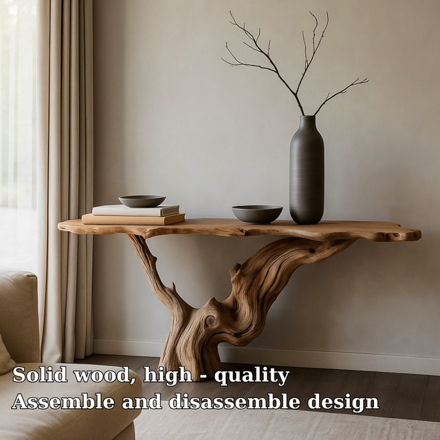 Handcrafted Solid Wood Console Table – Live Edge Root Design for Modern Organic Interiors