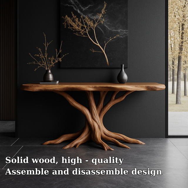 Handcrafted Solid Wood Console Table – Root-Inspired Organic Design for Luxury Living Spaces