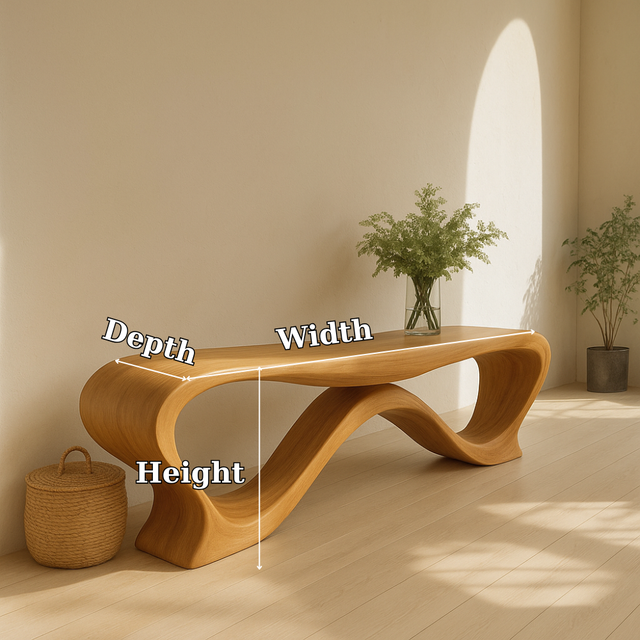 Handcrafted Solid Wood Bench – Modern Sculptural Wave Design with Organic Flowing Form
