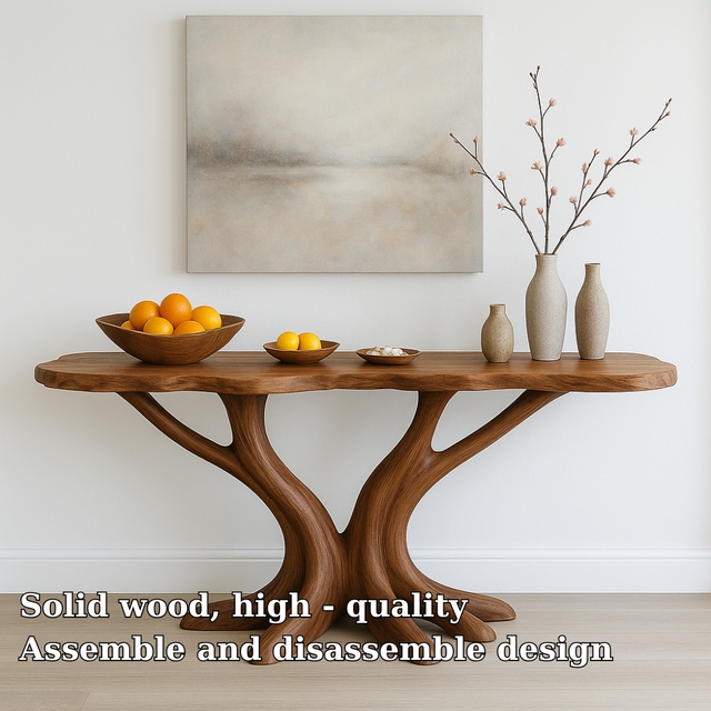 Handcrafted Solid Wood Console Table – Twin Trunk Organic Design for Modern Living Spaces