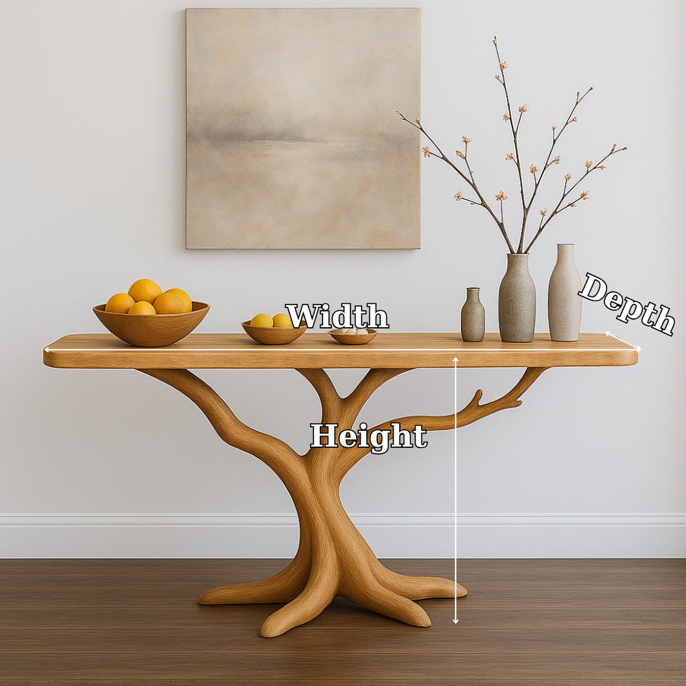 Handcrafted Solid Wood Console Table with Tree Branch Design – Organic Modern Entryway Furniture