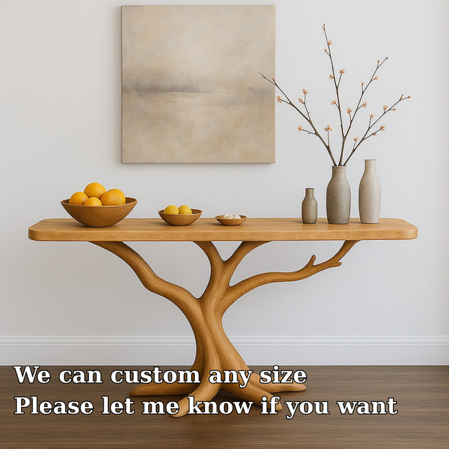 Handcrafted Solid Wood Console Table with Tree Branch Design – Organic Modern Entryway Furniture