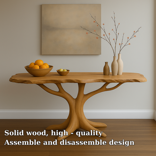 Handcrafted Solid Wood Console Table with Organic Tree Shape – Modern Natural Art Furniture