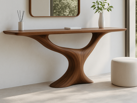 Sculpted Stillness: The New Language of Organic Wood Console Design