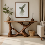 Handcrafted Solid Wood Flux Console Table – Modern Organic Design
