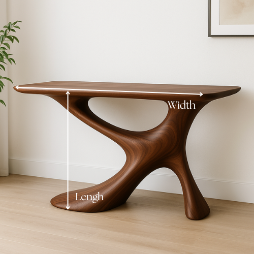 Handcrafted Solid Wood Wave Console Table – Contemporary Organic Form