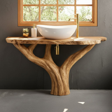 Handcrafted Solid Wood Bathroom Vanity - Unique Live Edge Tree Root Console