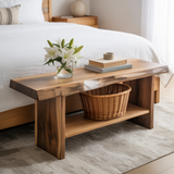 Handcrafted Solid Wood Bench – Live Edge Seating & Bedroom Storage