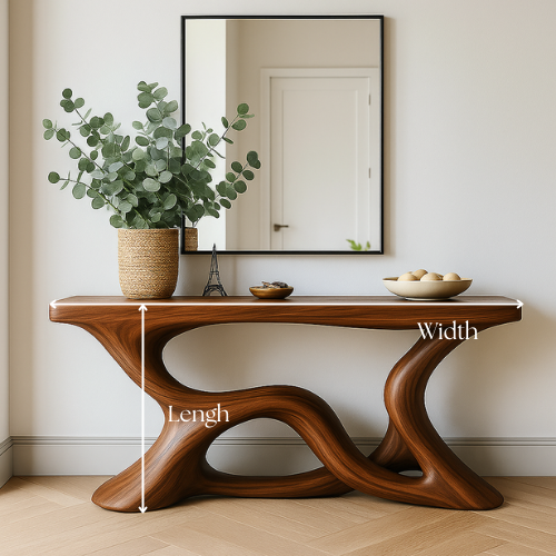 Handcrafted Solid Wood Eclipse Console Table – Modern Organic Form