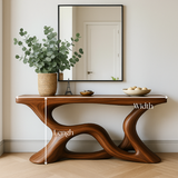Handcrafted Solid Wood Eclipse Console Table – Modern Organic Form