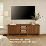Handcrafted Solid Wood TV Stand with Cabinets – Modern Rustic Media Console Furniture