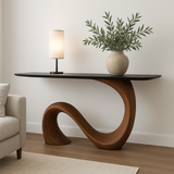 Handcrafted Solid Wood Wave Console Table – Modern Sculptural Form