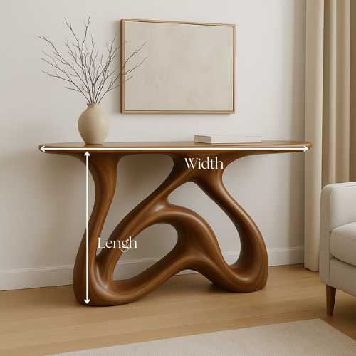 Handcrafted Solid Wood Flowform Console Table – Modern Organic Sculpture