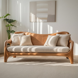 Handcrafted Solid Wood Sofa – Rustic Live Edge Wooden Couch with Modern Minimal Design