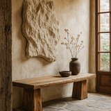 Handcrafted Solid Wood Rustic Bench – Natural Live-Edge Slab Entryway Seating