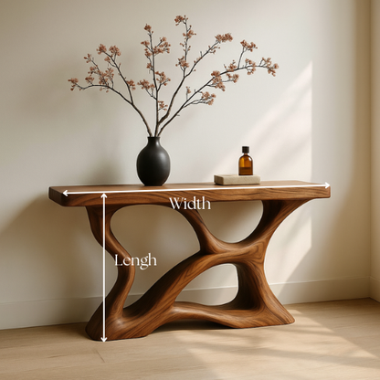 Handcrafted Solid Wood Drift Console Table – Contemporary Organic Form