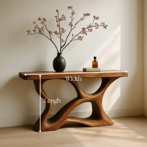 Handcrafted Solid Wood Drift Console Table – Contemporary Organic Form