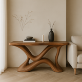 Handcrafted Solid Wood Rhythm Console Table – Contemporary Organic Design