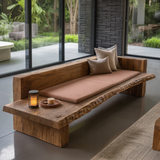 Handcrafted Solid Wood Sofa – Rustic Live Edge Bench Couch with Minimalist Design and Natural Finish