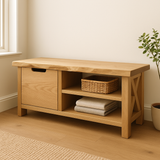 Handcrafted Solid Wood Bench – Modern Rustic Seating with X-Accent and Storage
