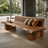 Handcrafted Solid Wood Sofa – Sculptural Organic Form with Smooth Curves and Elegant Cushion Detailing