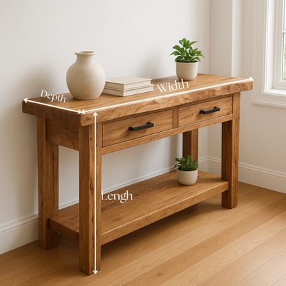 Handcrafted Solid Wood Console Table – Modern Organic Simplicity
