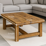 Solid Wood Living Room Table - Rustic Wood Coffee Table