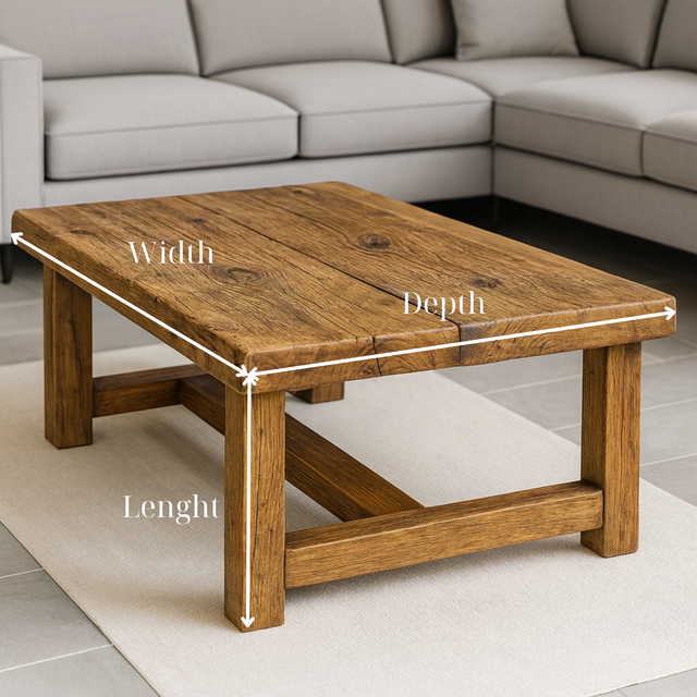 Solid Wood Living Room Table - Rustic Wood Coffee Table