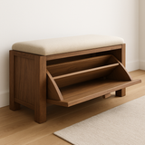 Handcrafted Solid Wood Rustic Bench – Natural Live-Edge Slab Entryway Seating