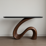 Handcrafted Solid Wood Waveform Console Table – Modern Sculptural Elegance