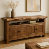 Handcrafted Solid Wood Live Edge Sideboard – Rustic Natural Finish