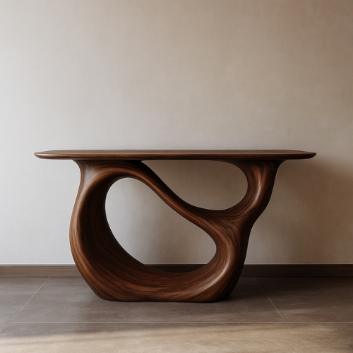 Handcrafted Solid Wood Infinity Console Table – Organic Modern Design