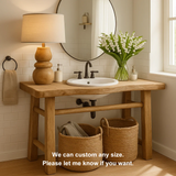 Handcrafted Solid Wood Bathroom Vanity with Minimalist Design and Natural Finish for Modern Spaces