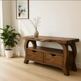 Handcrafted Solid Wood TV Stand with Drawers – Modern Organic Media Console