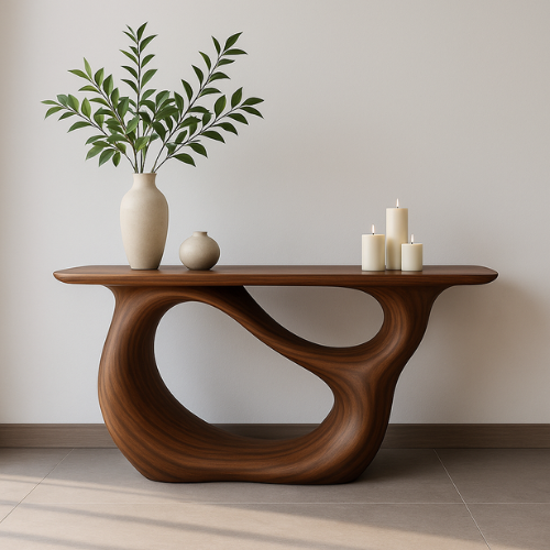 Handcrafted Solid Wood Tranquil Console Table – Contemporary Organic Design