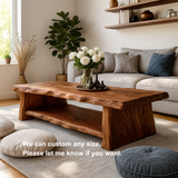 Handcrafted Solid Wood Coffee Table – Live Edge Design with Natural Grain and Organic Shape