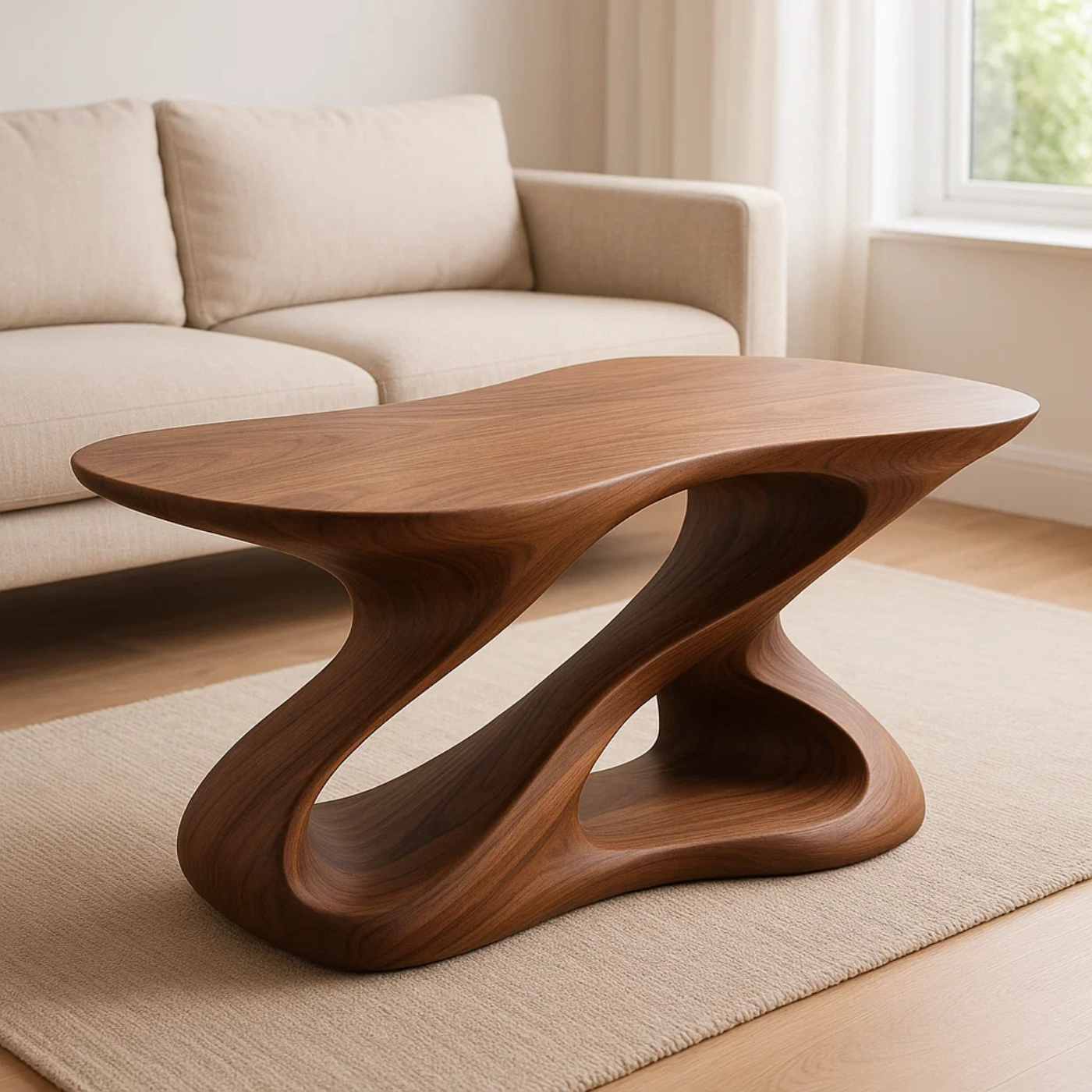 Handcrafted Solid Wood Coffee Table – Rustic Thick Slab Design for Living Room